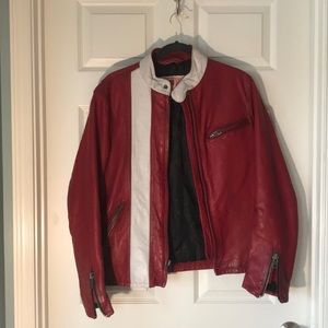 Vintage Gap Leather Jacket - Red Size Small